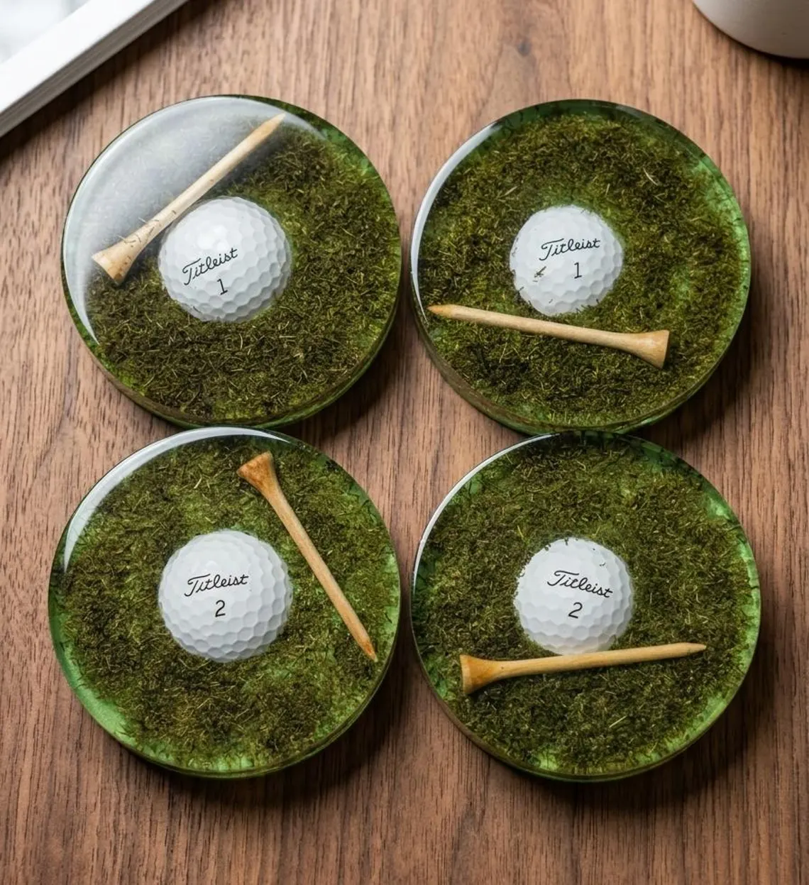 Handmade Golf Ball Resin Coasters